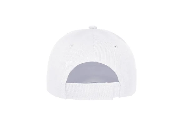 Casquette Baseball Couleur Blanc Gros Plan Vue Arrière Sur Fond — Photo