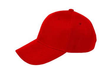 Beyzbol kap kırmızı renk close-up beyaz arka plan üzerinde izole görünümü