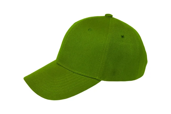 Baseball Cap Färg Grön Detaljbild Isolerade Syn Vit Bakgrund — Stockfoto