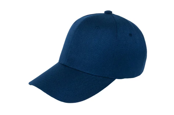 Baseball Cap Färg Marinblå Närbild Isolerade Syn Vit Bakgrund — Stockfoto