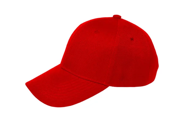 Baseball Cap Röd Färg Närbild Isolerade Syn Vit Bakgrund — Stockfoto