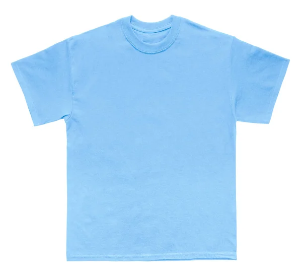 Blank Shirt Colore Carolina Modello Blu Sfondo Bianco — Foto Stock