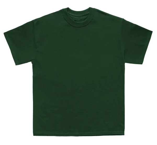 Blank Camisa Cor Floresta Verde Modelo Fundo Branco — Fotografia de Stock