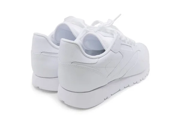 Sapatos Couro Branco Tênis Fundo Branco — Fotografia de Stock