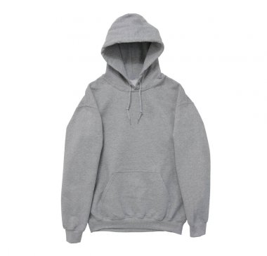 boş kapüşonlu sweatshirt renk gri açık kol görünümü beyaz arka plan üzerinde