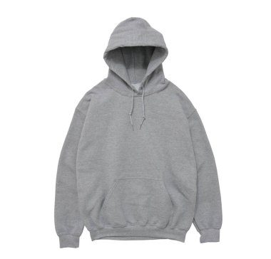 Beyaz arka plan üzerinde boş kapüşonlu sweatshirt renk gri Önden Görünüm