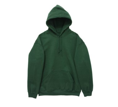boş kapüşonlu sweatshirt renk yeşil açık kol görünümü beyaz arka plan üzerinde