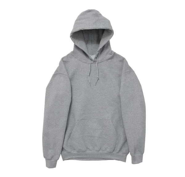 Sweat Capuche Blanc Couleur Gris Devant Vue Sur Fond Blanc — Photo