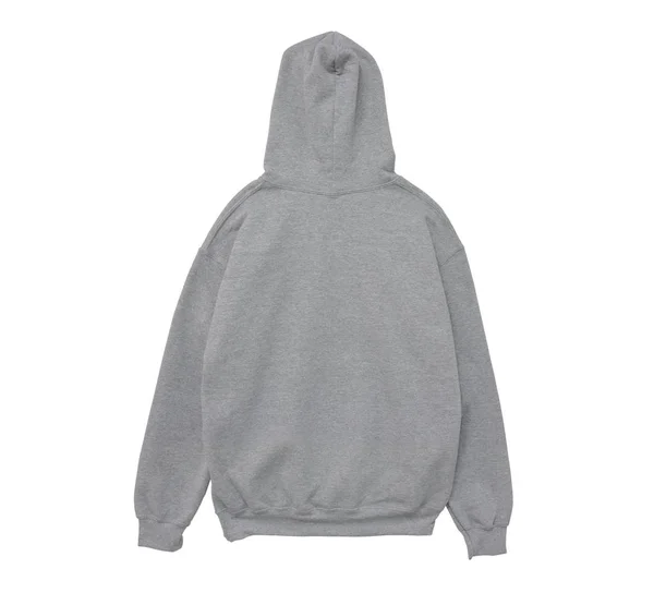 Blank Hoodie Sweatshirt Color Grey Back View White Background — Stock Photo, Image