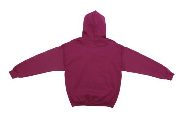 boş kapüşonlu sweatshirt bordo renk arkadan görünüm beyaz zemin üzerine dışarı yayılır