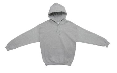 boş kapüşonlu sweatshirt renk gri Önden Görünüm beyaz zemin üzerine dışarı yayılır