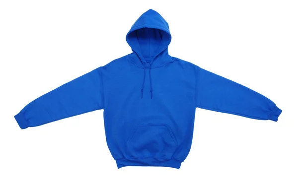 Spread Out Blank Hoodie Sweatshirt Color Blue Front View White — Stock Photo, Image