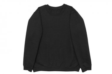 Boş sweatshirt siyah renk şablonu açık kol görünümü beyaz arka plan üzerinde