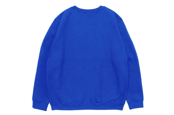 Puste Bluza Dresowa Kolor Niebieski Szablon Tylnej Białym Tle — Zdjęcie stockowe