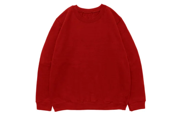 Widok Przodu Puste Bluza Kolor Czerwony Szablon Białym Tle — Zdjęcie stockowe