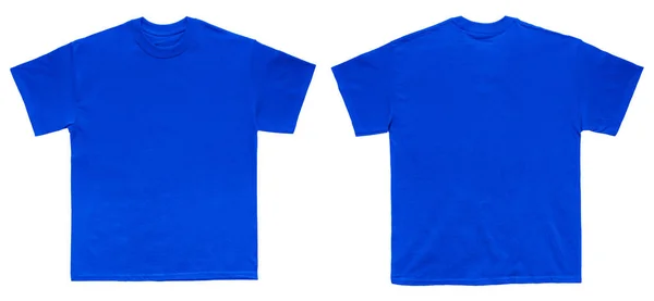 空白のスウェット シャツ カラー テンプレート正面を青し 白い背景の上の背面 — ストック写真