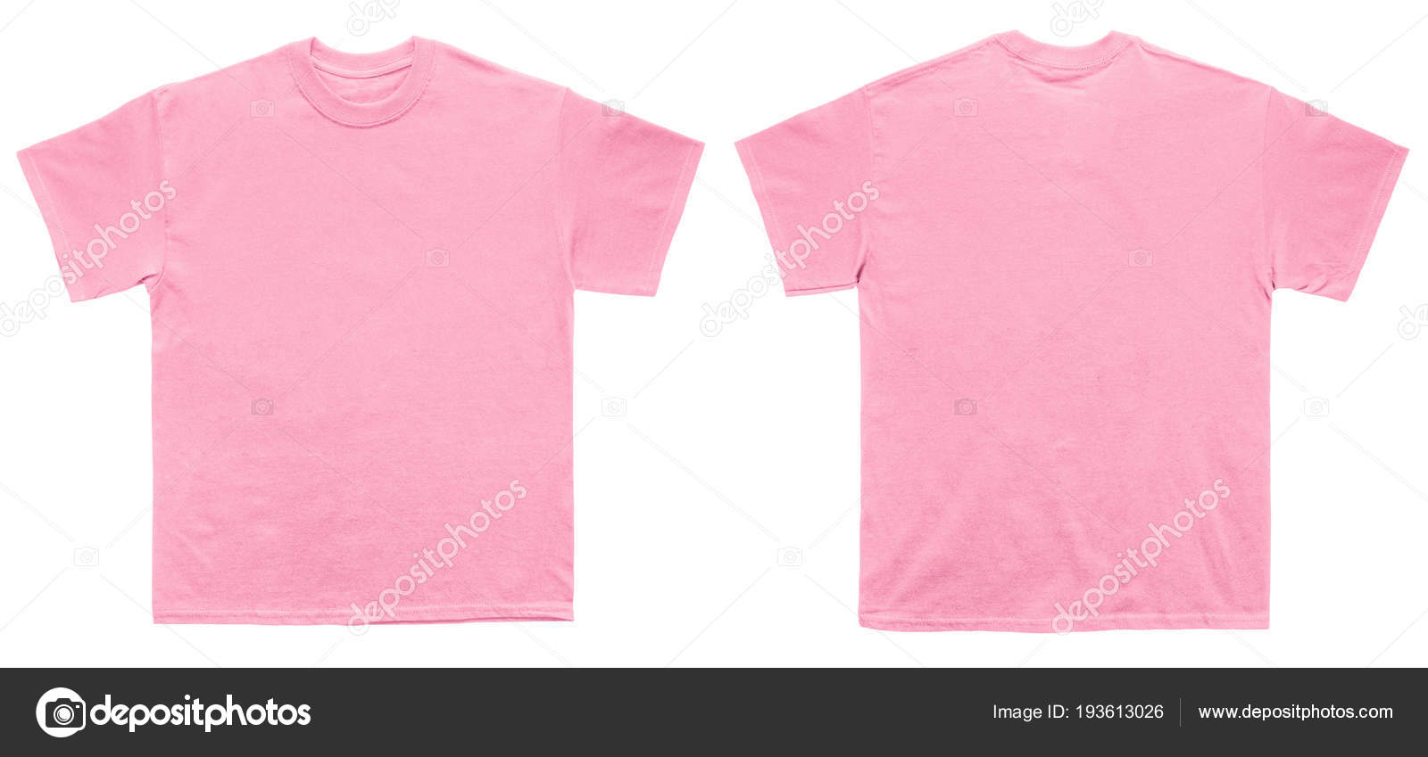 Blank T Shirt color light pink template front and back view on