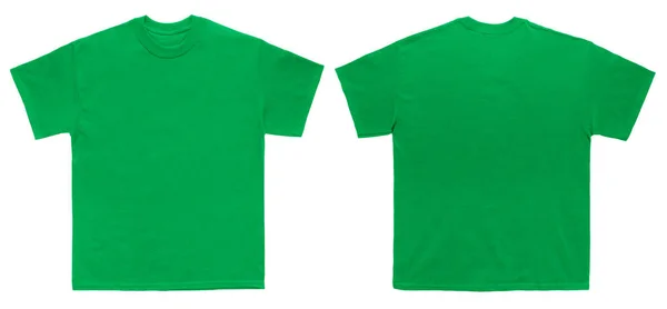 ブランク シャツ色アイルランド緑テンプレート フロントと白い背景の背面図 — ストック写真