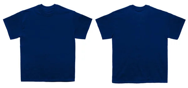 Blank T Shirt color navy template front and back view on white background