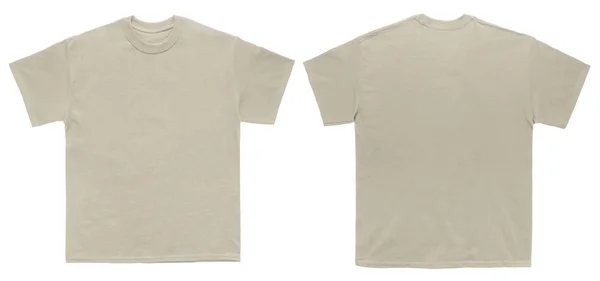 空白の シャツの色砂のテンプレート前面図と背面図白い背景の上 — ストック写真