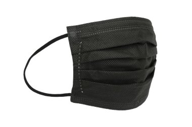 Tek kullanımlık güvenlik maskesi endüstriyel, toz koruması, dezenfeksiyon, sağlık hastalığı, öksürük maskesi beyaz arka planda izole edilmiş.