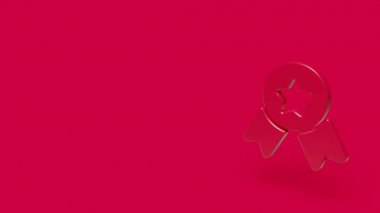 3D simgesi üzerinde kırmızı bir arka plan izole madalya.