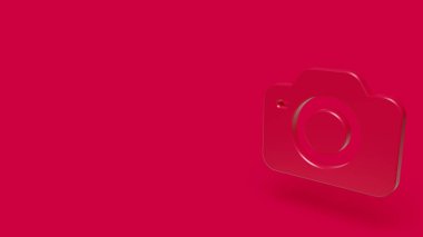3D simgesi üzerinde kırmızı bir arka plan izole kamera.