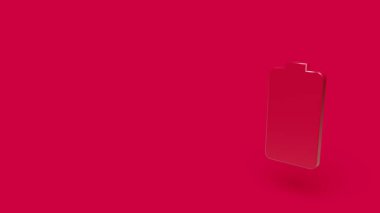 tam dolu pil izole kırmızı bir arka plan üzerinde 3D simgesi.