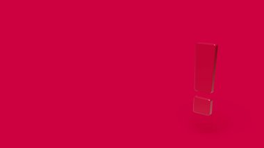 ünlem işareti kırmızı bir arka plan üzerinde izole 3D simgesi.