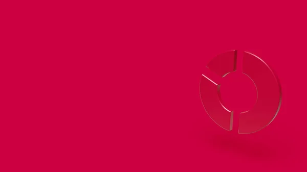 3D Icon of pie graph isolated on a red background.