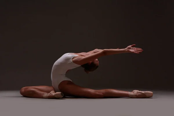 Ballerina Poseren Puntschoenen Witte Maillot — Stockfoto