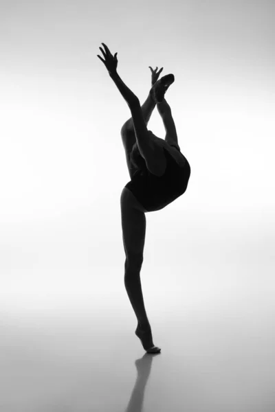 Silhouette Une Ballerine Dansante — Photo