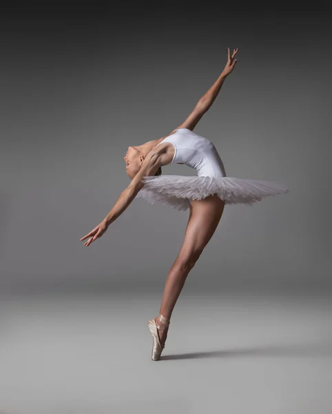 Ballerina Pózuje Baletu Tutu Špičaté Boty — Stock fotografie