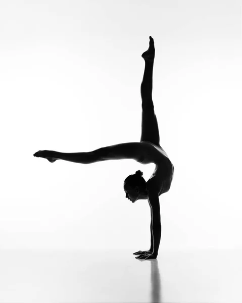 Silhouette Gymnaste Photo Noir Blanc — Photo