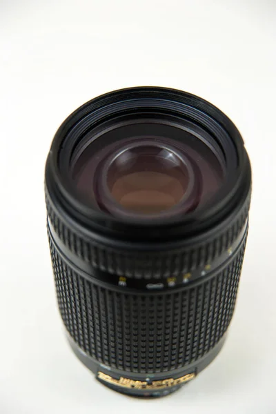 Lens Voor Een Slr Camera Een Witte Achtergrond — Stockfoto