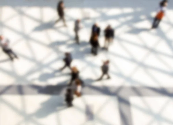 Commuters walking, panoramic view of a people group. — Stock Photo, Image