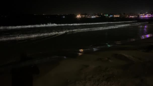 Вид Пляж Ночью Крит — стоковое видео