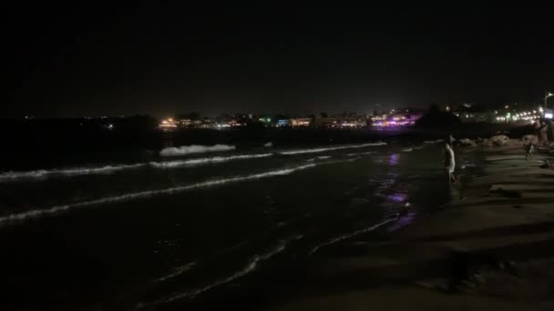 Vista Playa Por Noche Creta — Vídeos de Stock