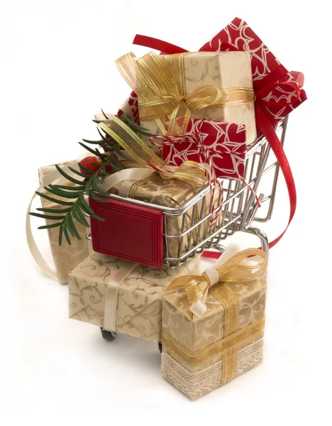Decorative gift boxes with ribbons — Stock Photo, Image