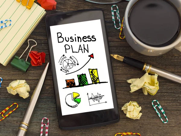 Businessplan op tafel — Stockfoto