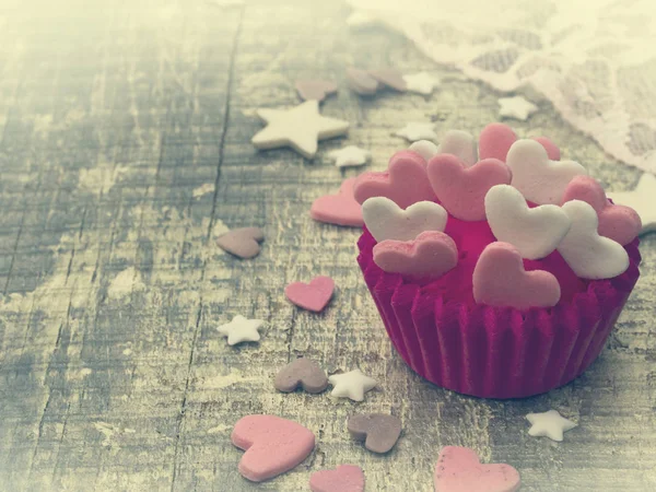 Cupcake in een vintage arrangement — Stockfoto