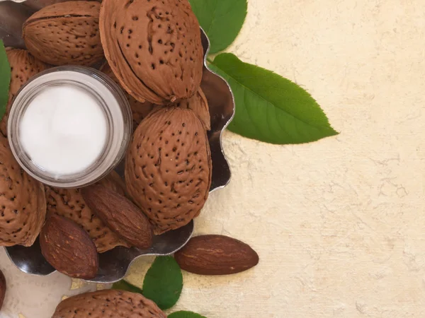 Almond cosmetics image — Stock Photo, Image