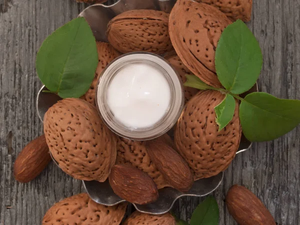 Almond cosmetics image — Stock Photo, Image