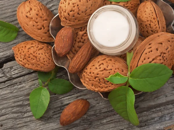 Almond cosmetics image — Stock Photo, Image