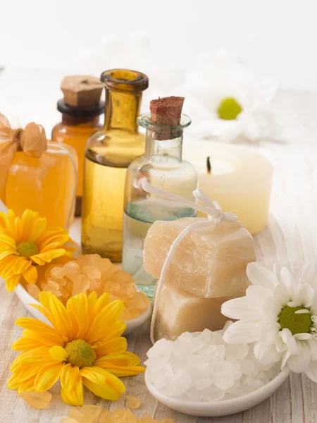 Fresh Natural Cosmetics Table — Stock Photo, Image