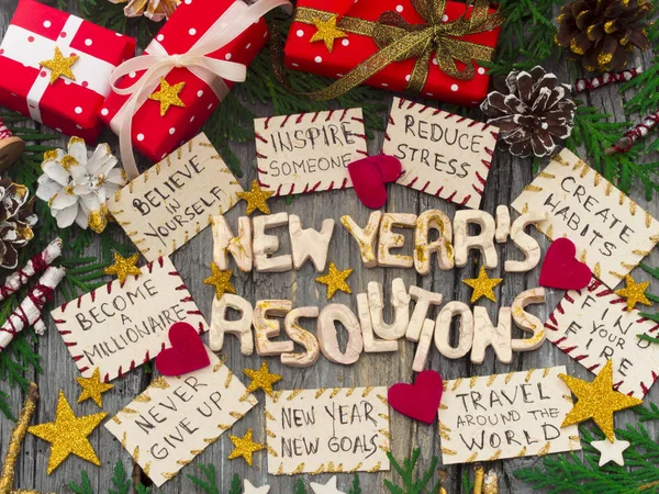 New Year Resoluties Met Vakantie Decoratie — Stockfoto