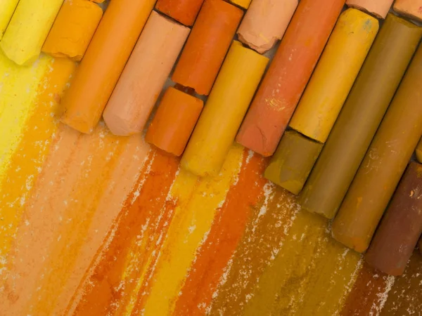 Pastelli Artistici Colorati Primo Piano — Foto Stock