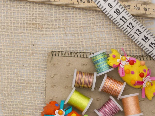 Sewing Material Table — Stock Photo, Image