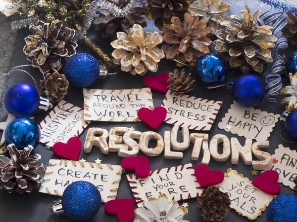 Resolução Ano Novo Conceito Com Decoração Férias — Fotografia de Stock