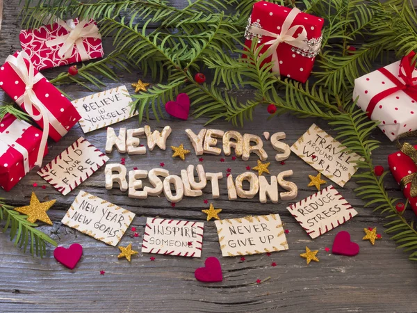 Resoluções Ano Novo Com Decoração Férias Fotografias De Stock Royalty-Free